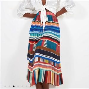 Farm Rio Thalita Stripe Midi Skirt Multicolor Sz M